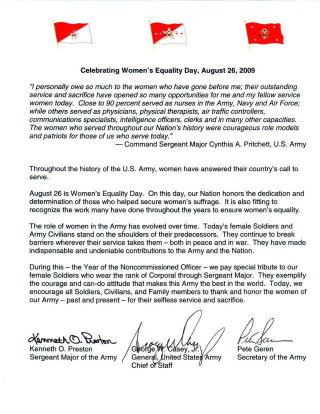 Women&#039;s Equality Day Senior Leader Message