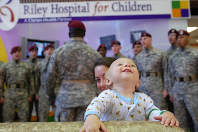 Paratroopers bring cheer to sick kids