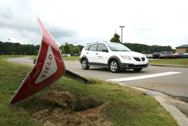 Yield sign down