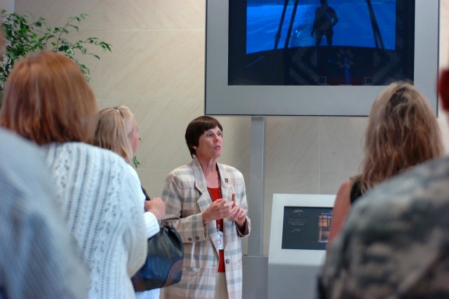Rebecca Rooper, an administrator with Brooke Army Medical Center and the Center for the Intrepid explains the operational nuances behind the Computer Assisted Rehabilitation Environment, a 21-foot dome with a 300-degree screen that displays a...
