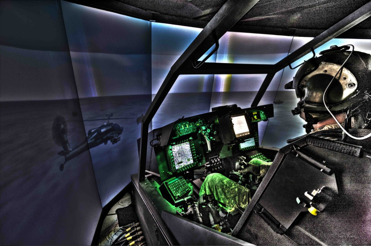 Simulator allows AH64 Apache Longbow pilots to train on the ground