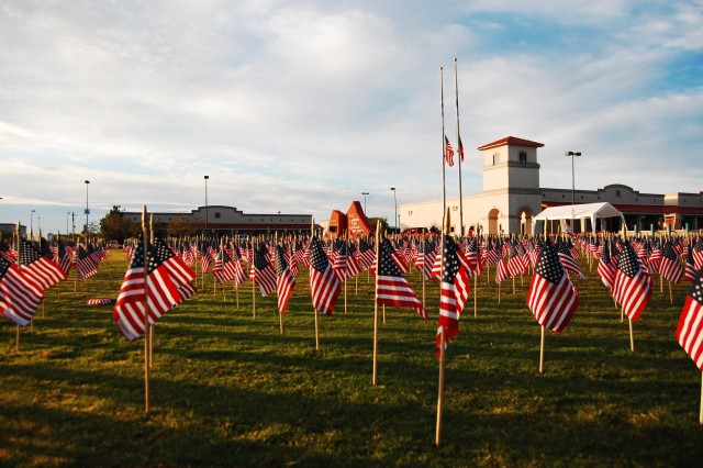 More than 2000 American flags were placed in the lawn of El Paso Community College-Mission del Paso Campus, Sept. 11, 2009, to represent those who lost their lives during the terrorist attacks on Sept. 11, 2001. The campus hosted a memorial service t...