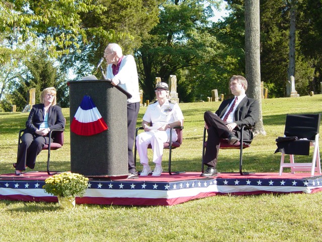 Gene Lawlis speaks at Crane Army and Navy POW/MIA Day