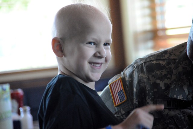 Soldiers show support for six-year-old boy with cancer