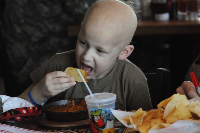 Soldiers show support for six-year-old boy with cancer