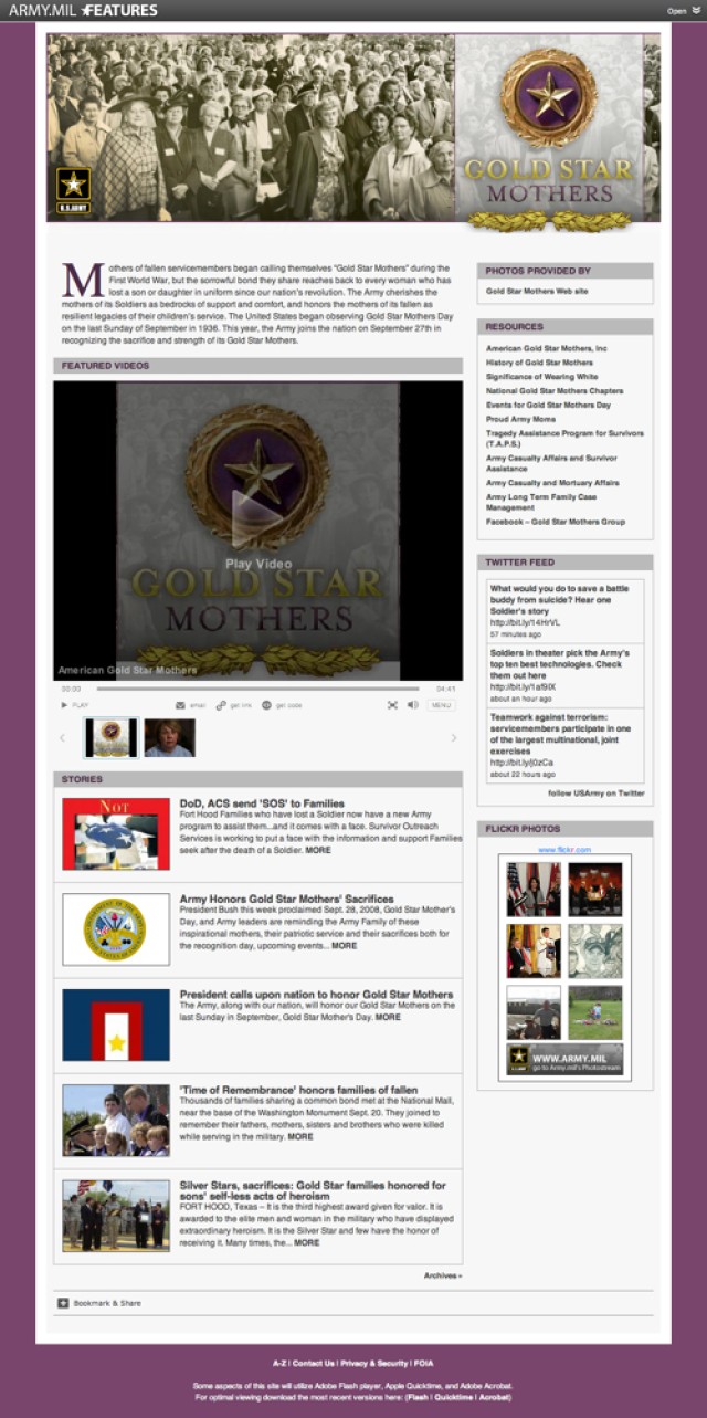 Gold Star Mothers screen shot for CORE blog