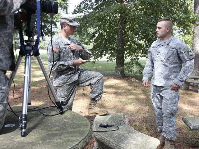 Interviewing Spc. Micek