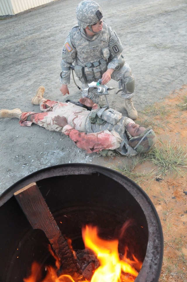 Sgt. Reyes tends to a victim