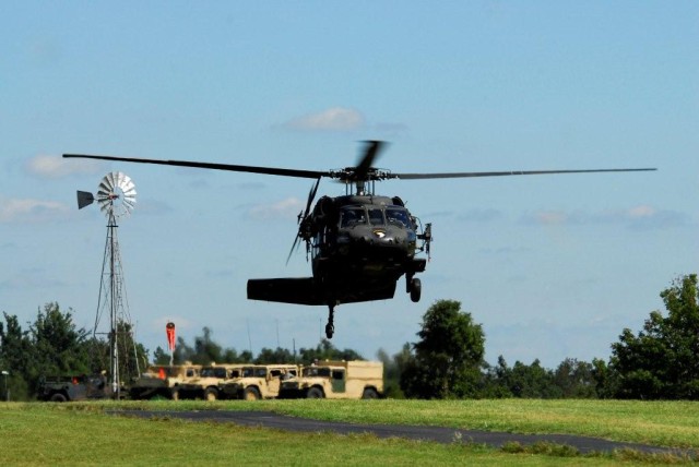 Soldiers drop into local town