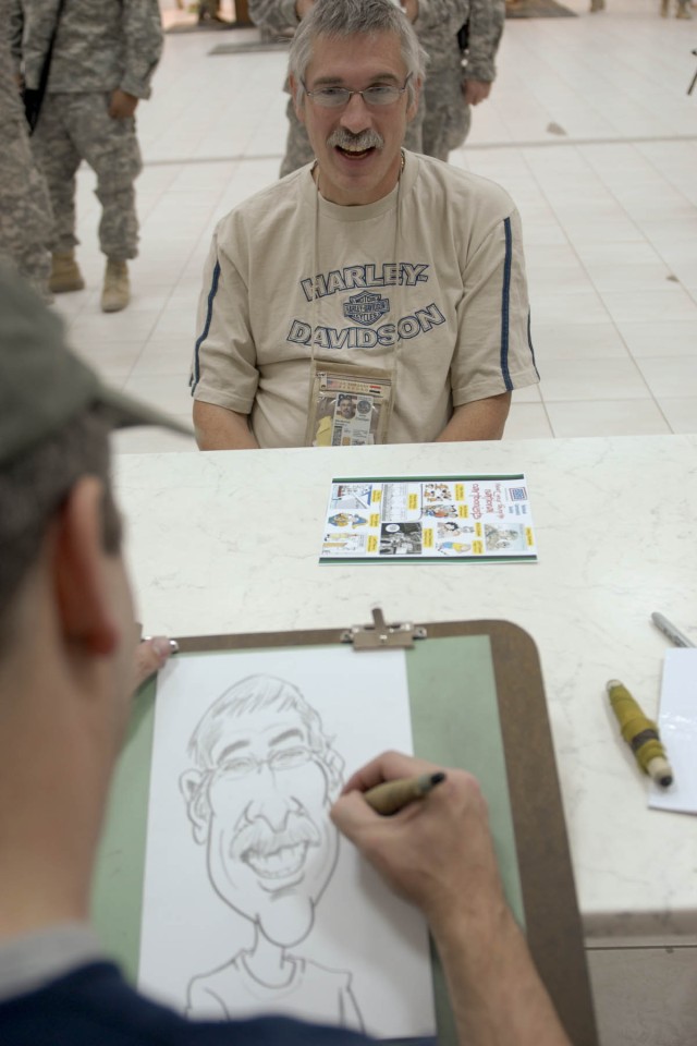 Cartoonist sketches caricature