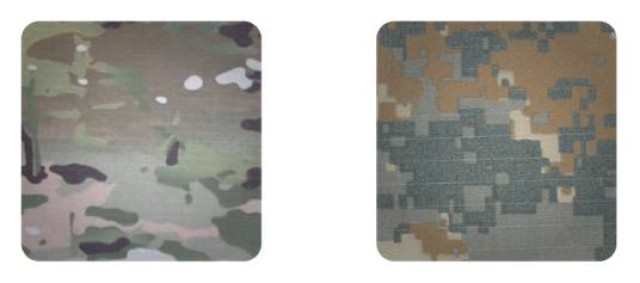 The two camouflage patterns being tested by battalions in Afghanistan.  On the left, the MultiCam&reg;.  On the right, UCP-Delta. 