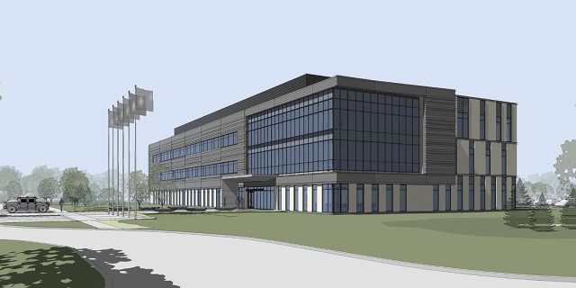 Architect rendering of Joint Program Executive Office - Chemical Biological Defense at Aberdeen Proving Ground