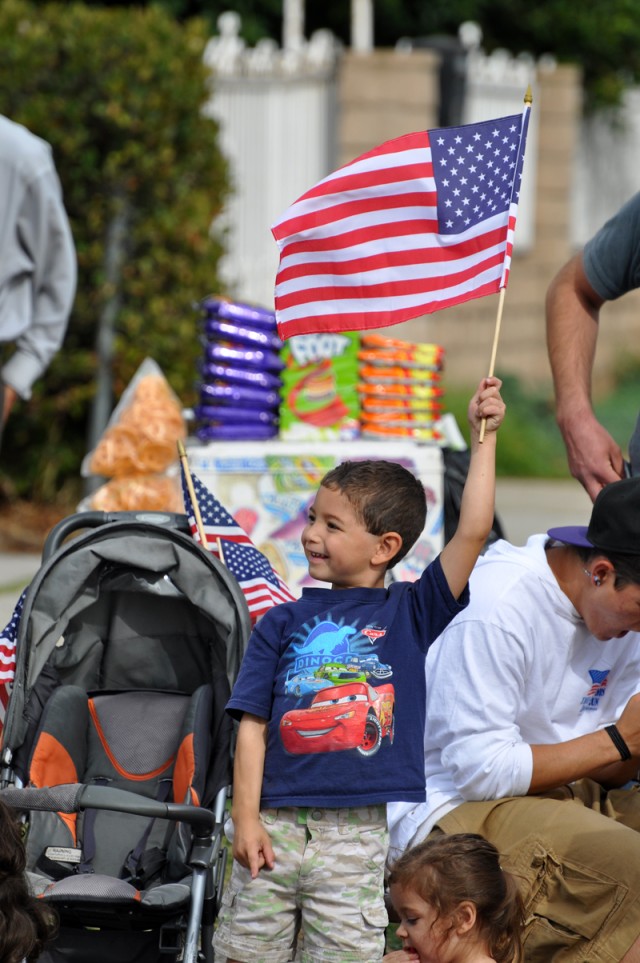 Boy waves flag