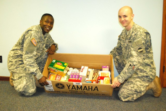 Soldiers gather food for needy