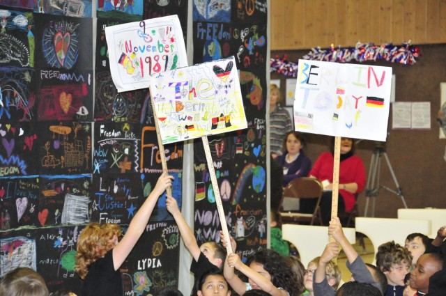 Grafenwoehr Elementary students stop to reflect, break down the Berlin wall