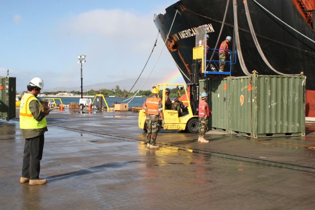 Checking cargo in Pearl Harbor