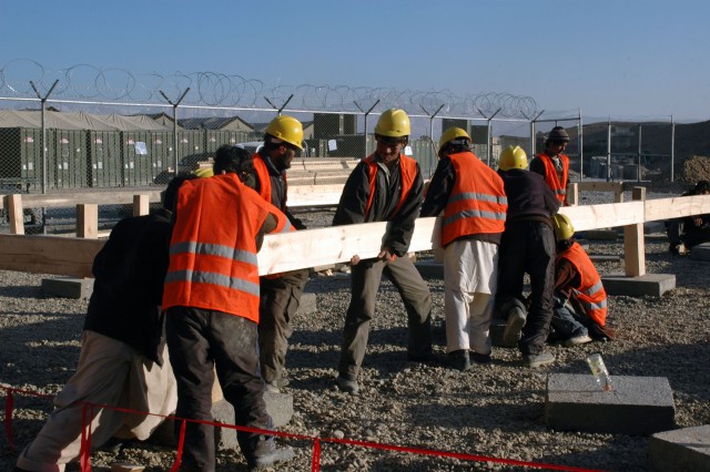 Afghan workers on Corps of Engineers project