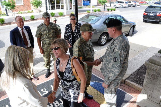 Example of an entry.

General Martin Dempsey, Commanding General of the US Army Training and Doctrine Command, and his wife Deanie welcome General and Mrs. Erdal Ceylanogluto, Republic of Turkey Land Forces Training and Doctrine Command, to TRADOC he...