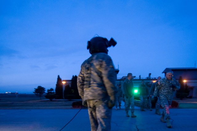 Gen. George W. Casey Jr., while boarding the UH-60