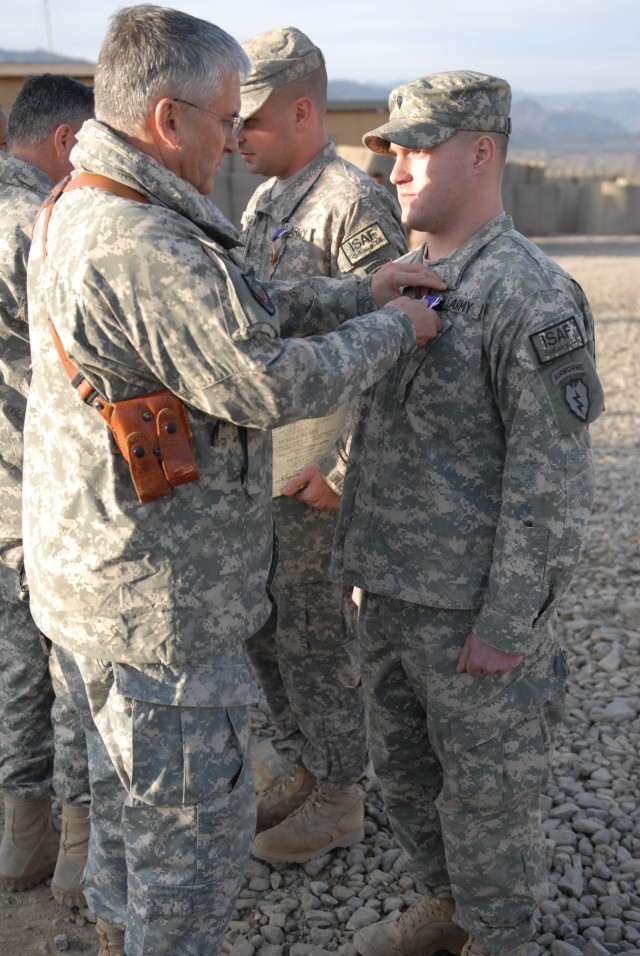 Casey presents Purple Heart