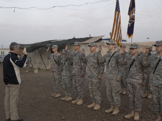 Army Secretary reenlists Soldiers at FOB Warhorse