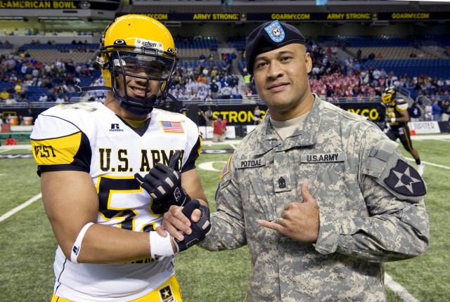 Dad and son at midfield