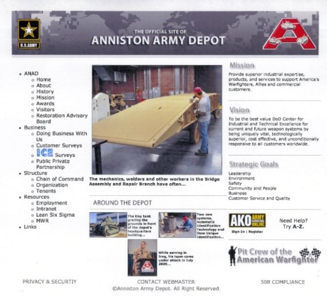 Anniston Army Depot Web site gets new design