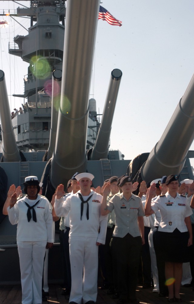 &#039;Warrior&#039; Soldiers re-enlist aboard historic WWII battleship