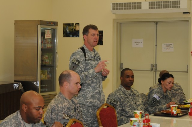 Brig. Gen. Paul L. Wentz, commanding general of the 13th Sustainment Command (Expeditionary) out of Fort Hood, Texas, and a Mansfield, Ohio, native, spoke to the commanders and detachment sergeants with the 49th Transportation Battalion out of Fort H...