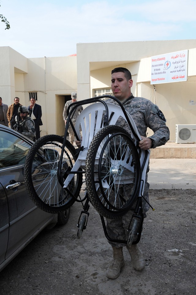 Carrying a wheelchair