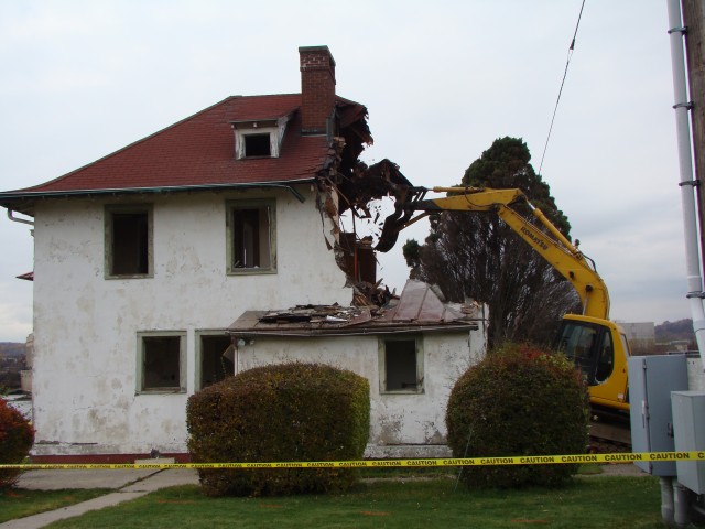 Demolition of the old lockmaster's house at the Troy Lock and Dam in Upstate New York