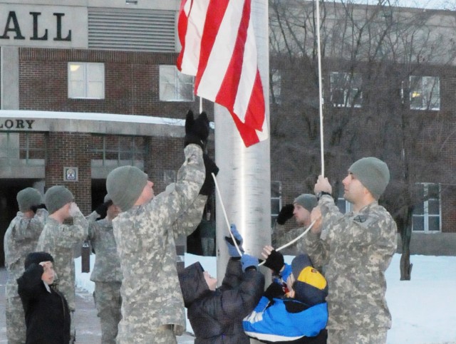 Cub Scouts mark centennial by assisting flag detail on post 