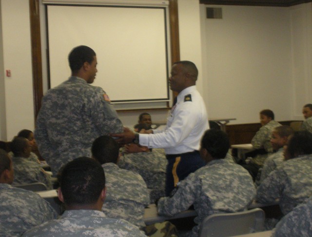 MDW Command Sergeant Major Speaks with Cadets at Howard University