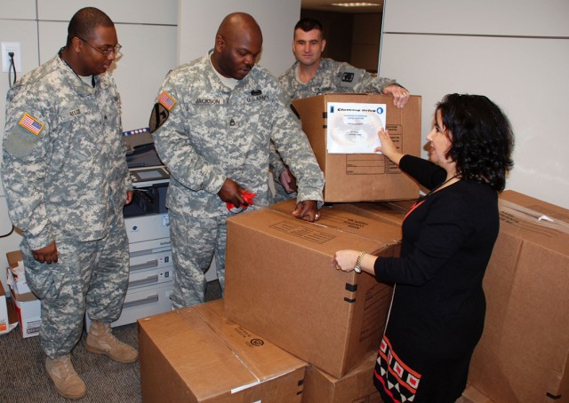 Packing boxes of clothing