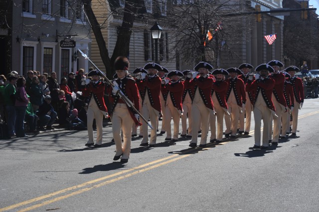 MDW Units march during the Saint Patrick&#039;s Day Parade in Alexandria