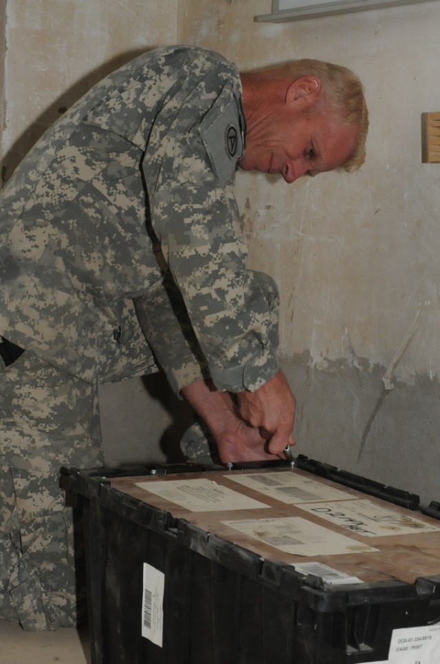 Master Sgt. Clarence L. Mooi, the noncommissioned officer in charge of the maintenance control shop with the 3666th Support Maintenance Company out of Phoenix, Ariz., 541st Combat Sustainment Support Battalion, 15th Sustainment Brigade, 13th Sustainm...