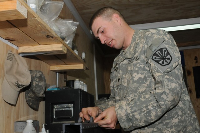 Spc. Anthony J. Makar, a small arms and artillery repairer with the 3666th Support Maintenance Company's Armament Shop, 541st Combat Sustainment Support Battalion, 15th Sustainment Brigade, 13th Sustainment Command (Expeditionary) and a Norfolk, Va.,...