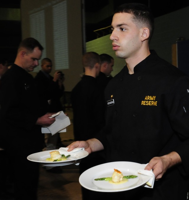 Army Reserve Spc. Daniel Arshadnia competes in the 35th Army Culinary Arts Competition