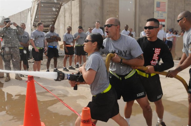 Service members participate in JBB Fire Muster