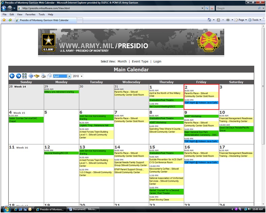 Presidio adds new calendar function to Web site | Article | The United