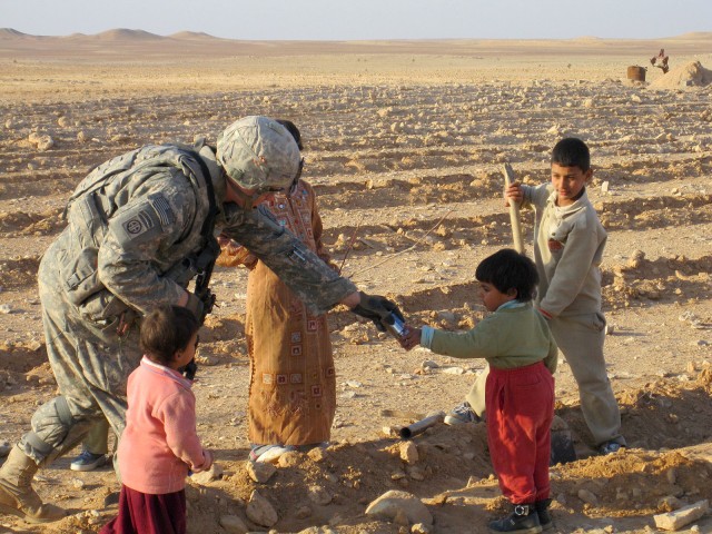 Handing out snacks