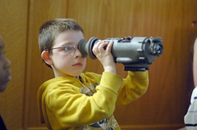 Night vision experts demo goggles for FBES first graders