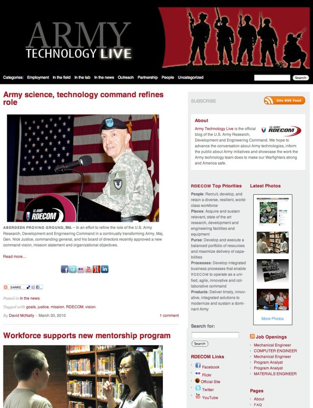 Army technology blog gains features