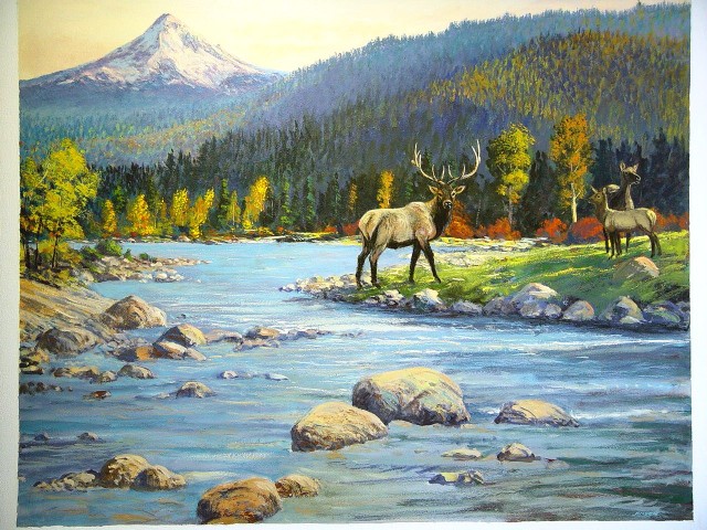 Lee Jensen&#039;s first mural in the Service Building&#039;s lunch room.