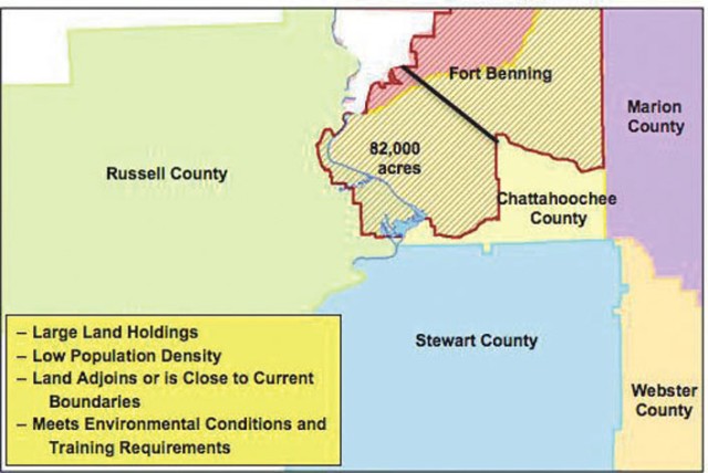 Counties surrounding Fort Benning