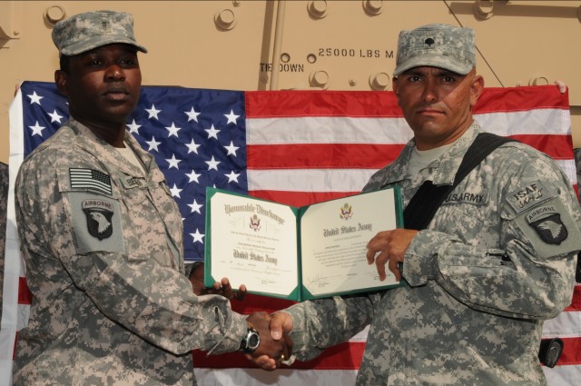 Three Soldiers reenlist with TF Troubleshooter at Kandahar Airfield