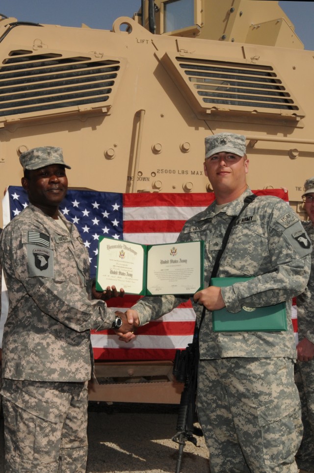 Three Soldiers reenlist with TF Troublshooters at Kandahar Airfield