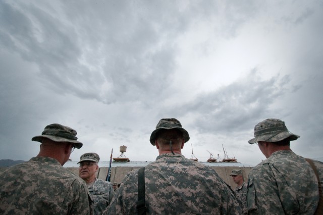 Talking with Soldiers in formation