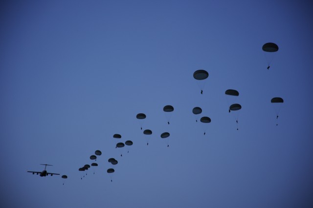 Parachute drop during joint exercise