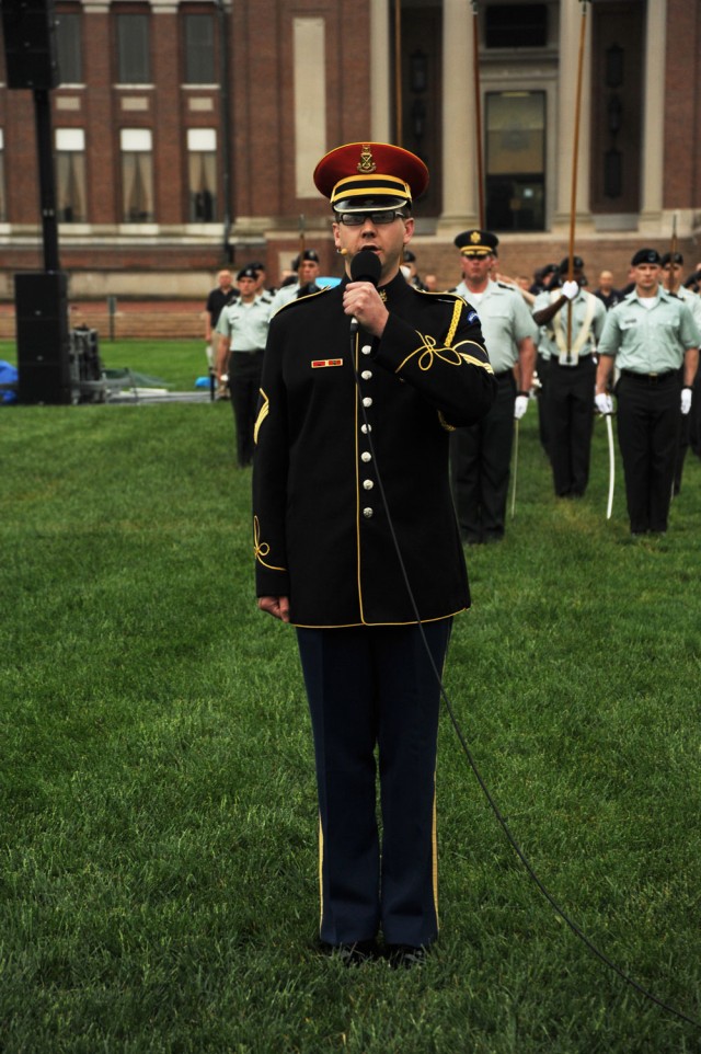 Soldiers rehearse for start of Twilight Tattoo on May 5